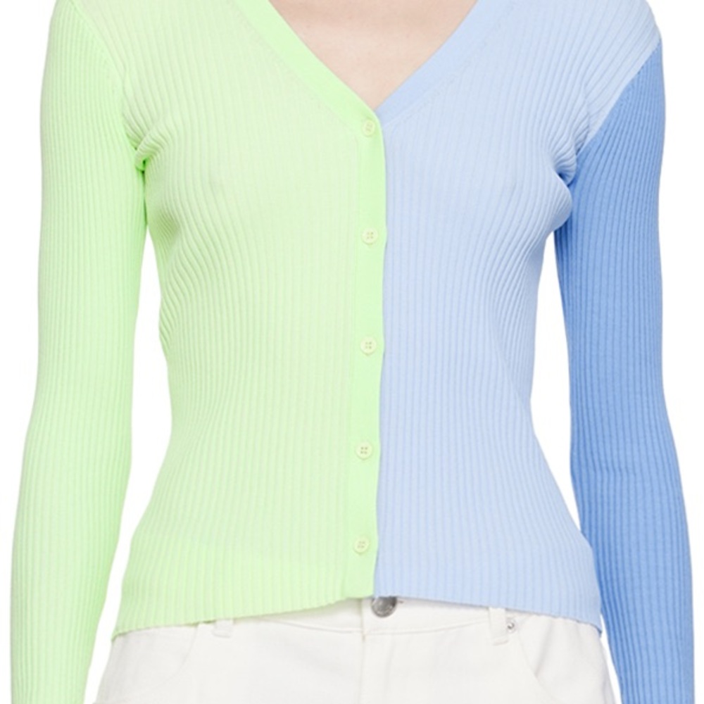 STAUD GREEN & BLUE CARGO CARDIGAN IN MATCHA SHERBET MTST